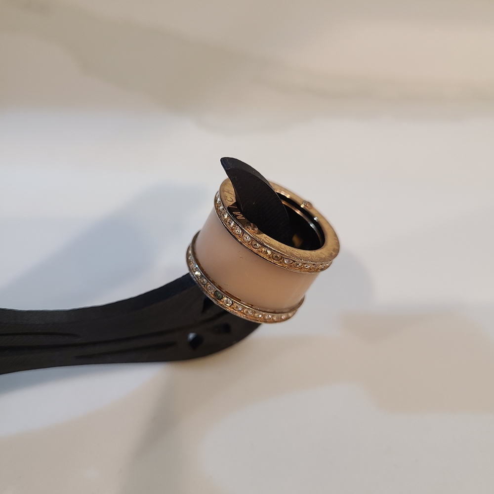 Michael Kors Gold and Cream Ring with Sparkling Accents Size 6